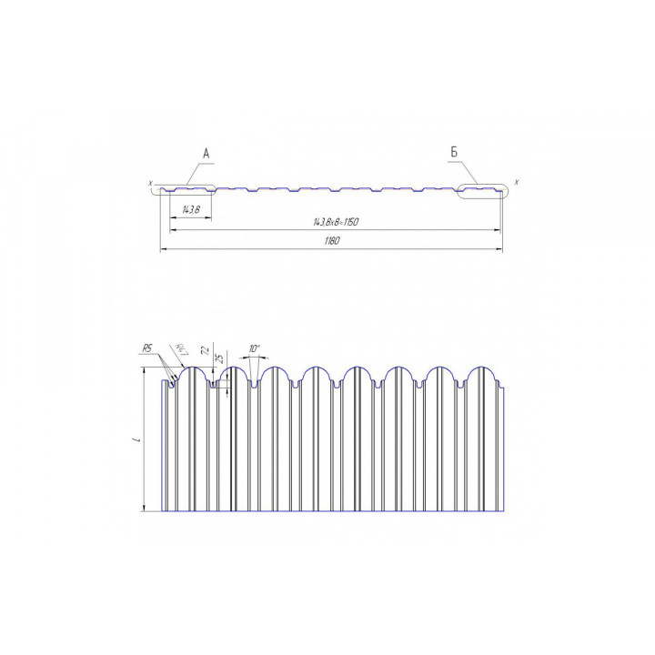 Профнастил фигурный С10 - 0,5 Quarzit lite RAL 7024