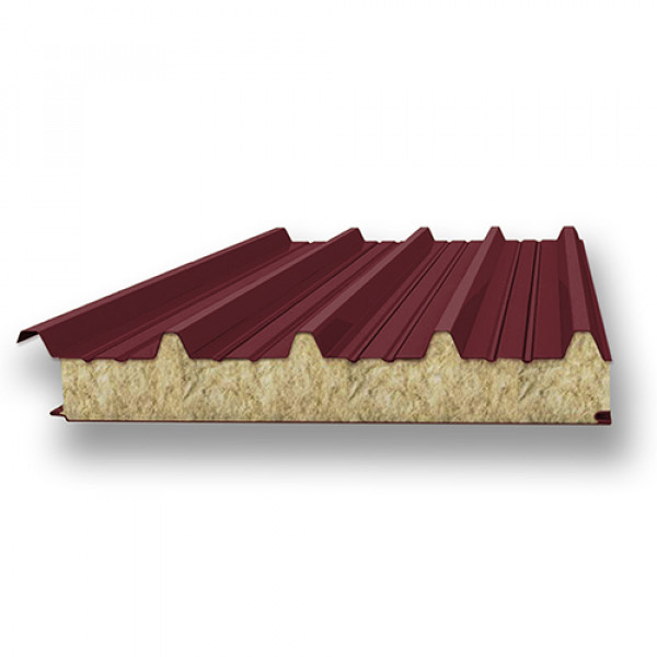 Акустическая сэндвич-панель кровельная из минеральной ваты, ширина 1000 мм, 0.5/0.5, толщина 120 мм, RAL3005