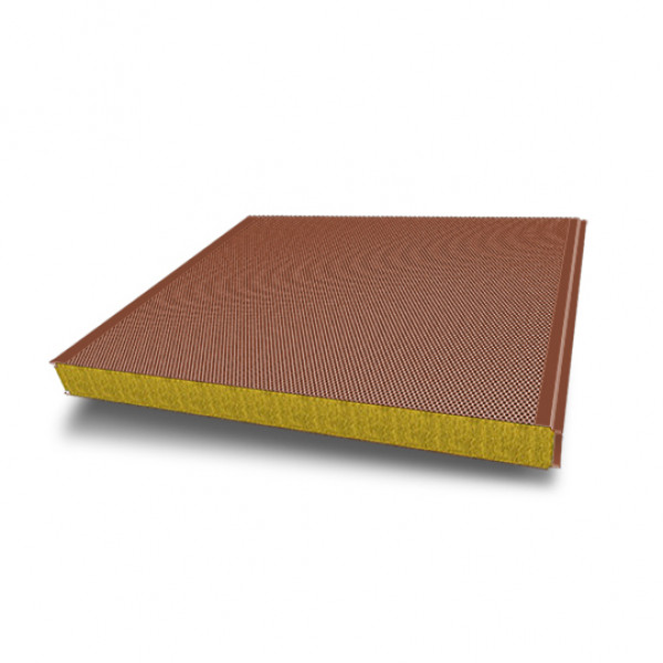 Акустическая сэндвич-панель стеновая из минеральной ваты, ширина 1000 мм, 0.5/0.5, толщина 150 мм, RAL8004