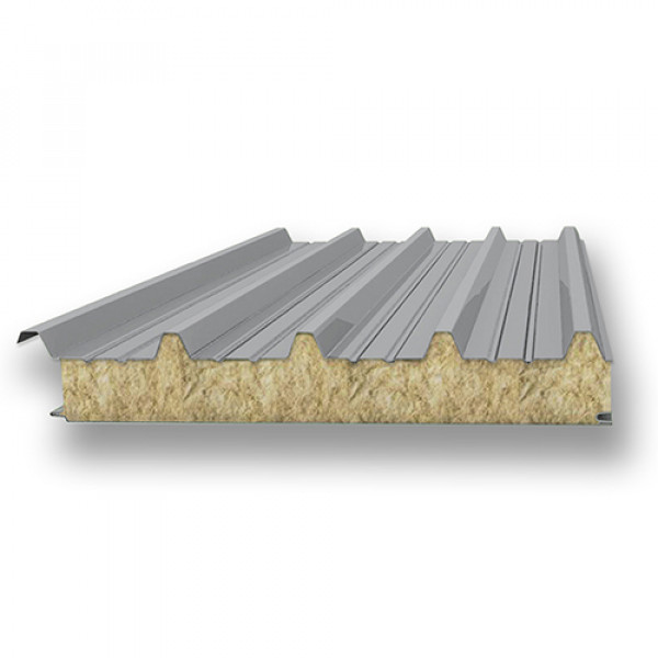 Акустическая сэндвич-панель кровельная из минеральной ваты, ширина 1200 мм, 0.5/0.5, толщина 120 мм, RAL7004