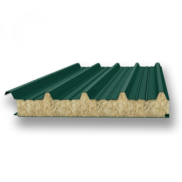 Акустическая сэндвич-панель кровельная из минеральной ваты, ширина 1200 мм, 0.5/0.5, толщина 60 мм, RAL6005