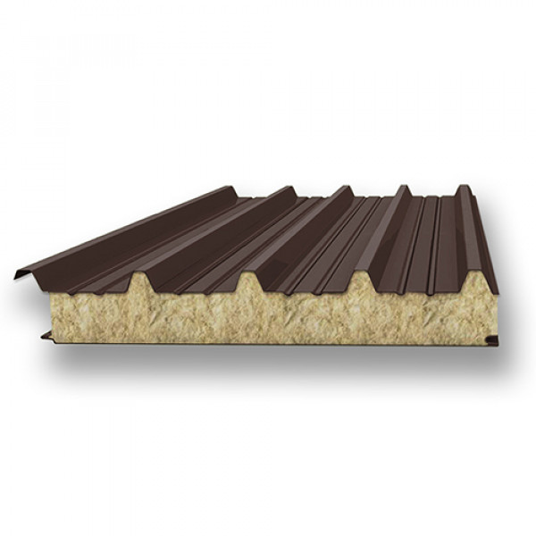 Акустическая сэндвич-панель кровельная из минеральной ваты, ширина 1200 мм, 0.5/0.5, толщина 200 мм, RAL8017