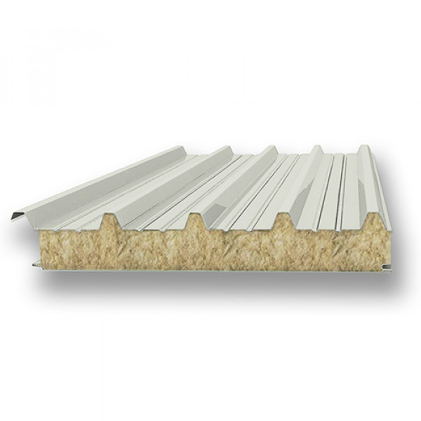 Акустическая сэндвич-панель кровельная из минеральной ваты, ширина 1200 мм, 0.5/0.5, толщина 150 мм, RAL9002