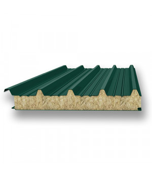 Акустическая сэндвич-панель кровельная из минеральной ваты, ширина 1000 мм, 0.5/0.5, толщина 150 мм, RAL6005