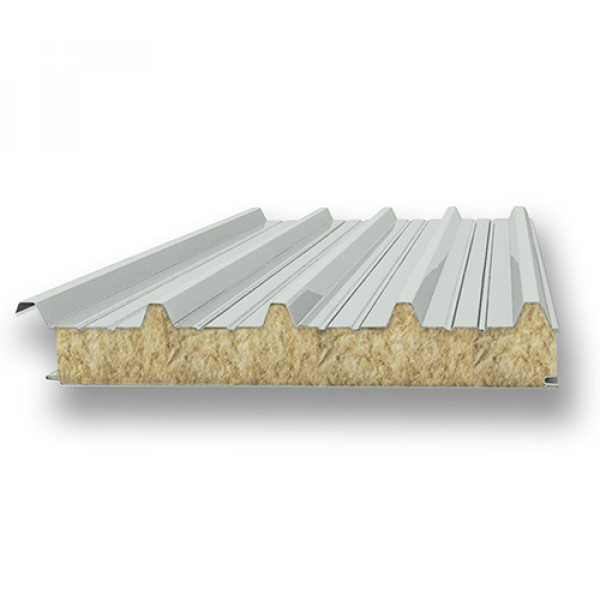 Акустическая сэндвич-панель кровельная из минеральной ваты, ширина 1000 мм, 0.5/0.5, толщина 200 мм, RAL7035