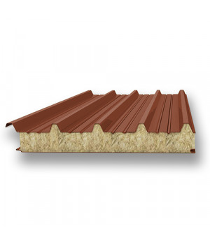 Акустическая сэндвич-панель кровельная из минеральной ваты, ширина 1000 мм, 0.5/0.5, толщина 250 мм, RAL8004