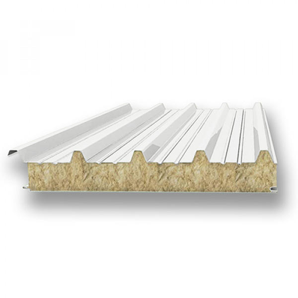 Акустическая сэндвич-панель кровельная из минеральной ваты, ширина 1200 мм, 0.5/0.5, толщина 100 мм, RAL9003