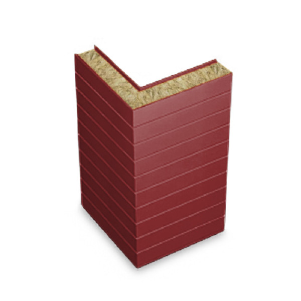 Угловая сэндвич-панель горизонтальная из минеральной ваты, ширина 1000 мм, 0.5/0.5, толщина 80 мм, RAL3011