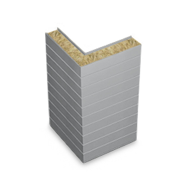 Угловая сэндвич-панель горизонтальная из минеральной ваты, ширина 1000 мм, 0.5/0.5, толщина 30 мм, RAL7004