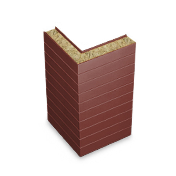 Угловая сэндвич-панель горизонтальная из минеральной ваты, ширина 1200 мм, 0.5/0.5, толщина 80 мм, RAL3009