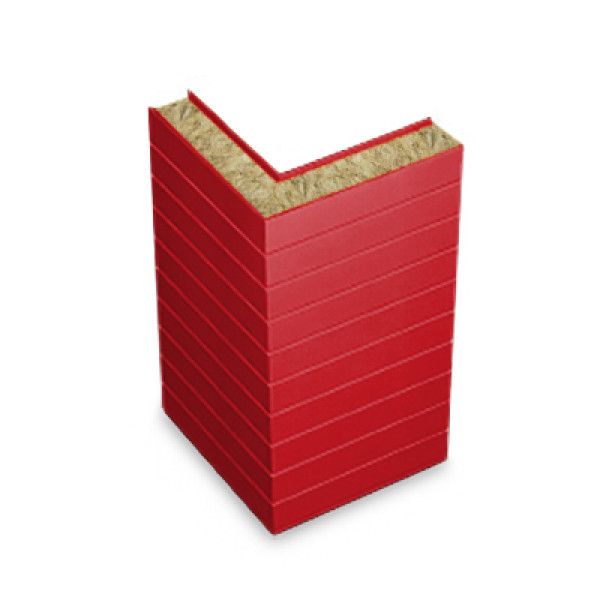 Угловая сэндвич-панель горизонтальная из минеральной ваты, ширина 1000 мм, 0.5/0.5, толщина 80 мм, RAL3020