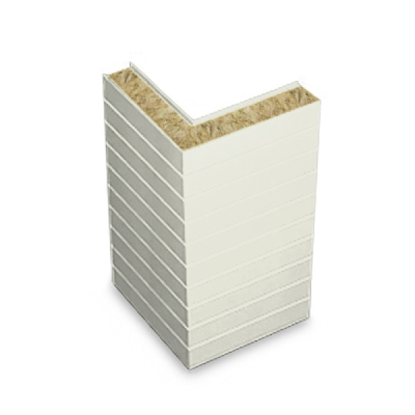 Угловая сэндвич-панель горизонтальная из минеральной ваты, ширина 1000 мм, 0.5/0.5, толщина 30 мм, RAL9003