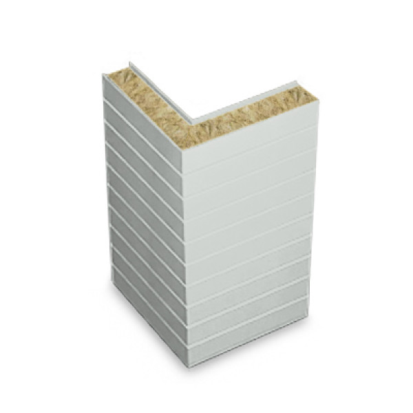 Угловая сэндвич-панель горизонтальная из минеральной ваты, ширина 1000 мм, 0.5/0.5, толщина 80 мм, RAL7047