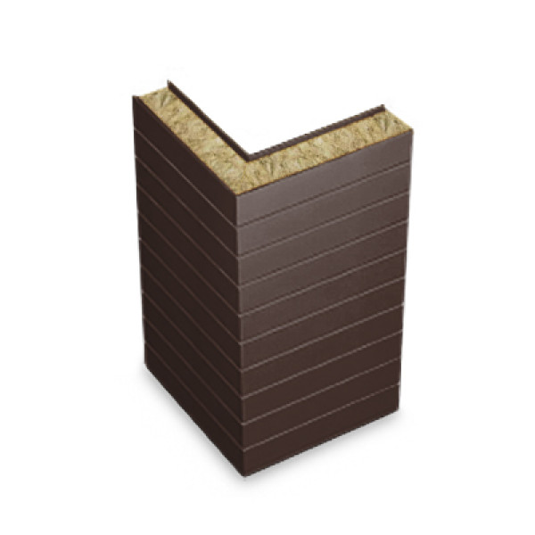 Угловая сэндвич-панель горизонтальная из минеральной ваты, ширина 1000 мм, 0.5/0.5, толщина 100 мм, RAL8017