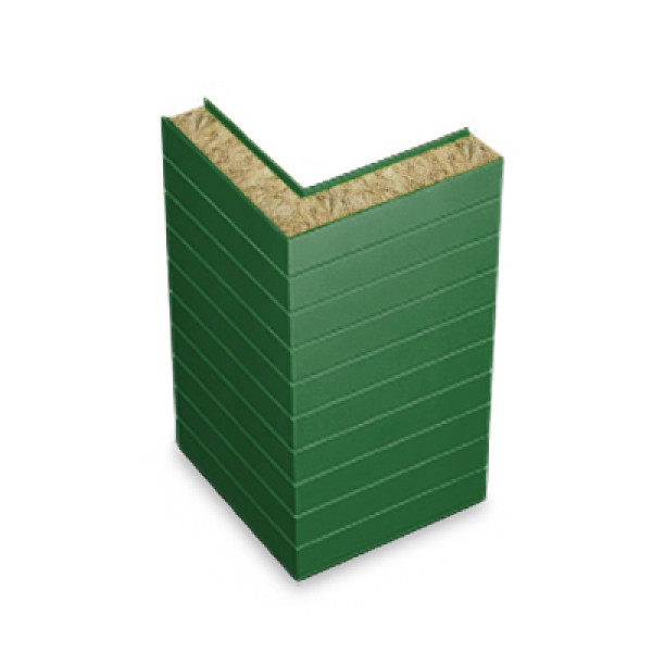 Угловая сэндвич-панель горизонтальная из минеральной ваты, ширина 1200 мм, 0.5/0.5, толщина 30 мм, RAL6002