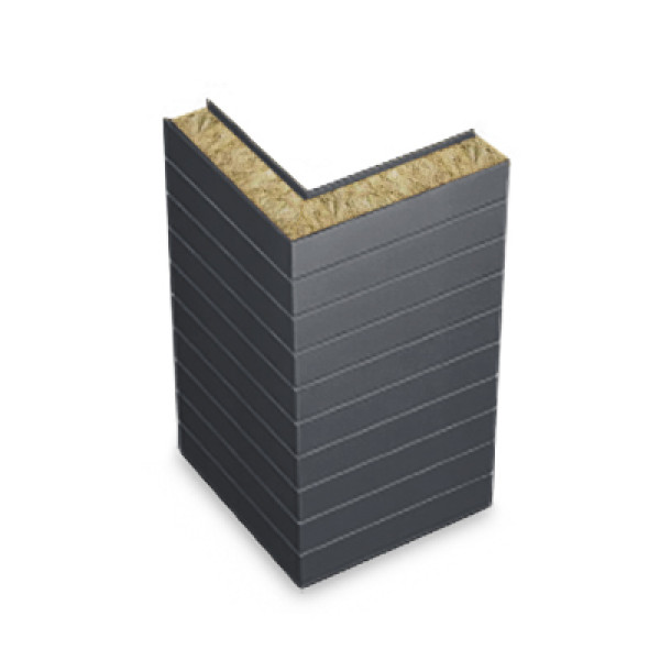 Угловая сэндвич-панель горизонтальная из минеральной ваты, ширина 1000 мм, 0.5/0.5, толщина 100 мм, RAL7024