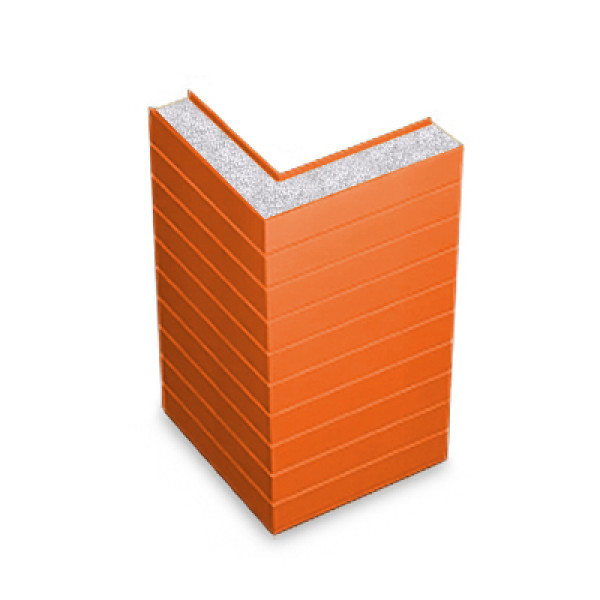 Угловая сэндвич-панель горизонтальная из пенополистирола, ширина 1000 мм, толщина 175 мм, 0.5/0.5, RAL2004