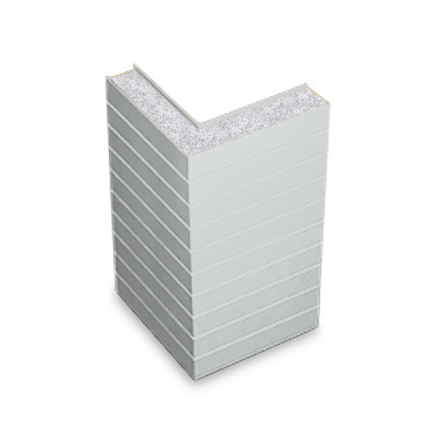 Угловая сэндвич-панель горизонтальная из пенополистирола, ширина 1000 мм, толщина 100 мм, 0.5/0.5, RAL7035