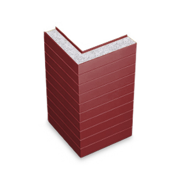 Угловая сэндвич-панель горизонтальная из пенополистирола, ширина 1000 мм, толщина 250 мм, 0.5/0.5, RAL3011