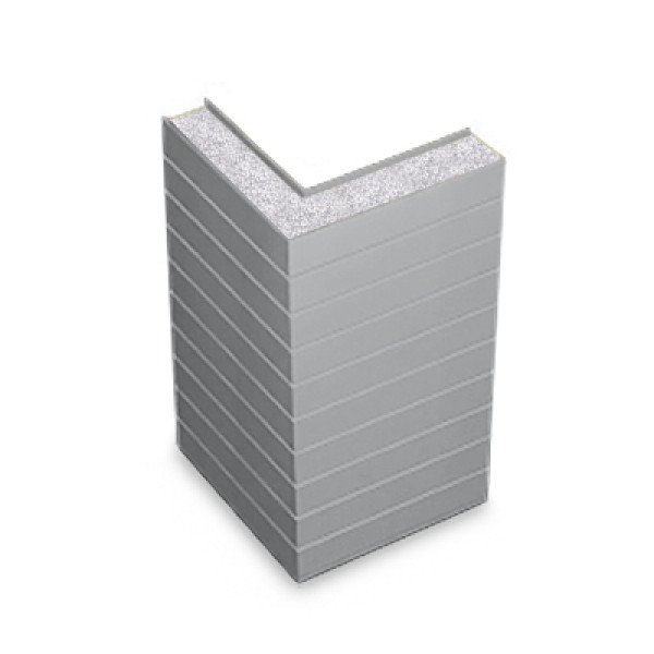 Угловая сэндвич-панель горизонтальная из пенополистирола, ширина 1000 мм, толщина 100 мм, 0.5/0.5, RAL7004