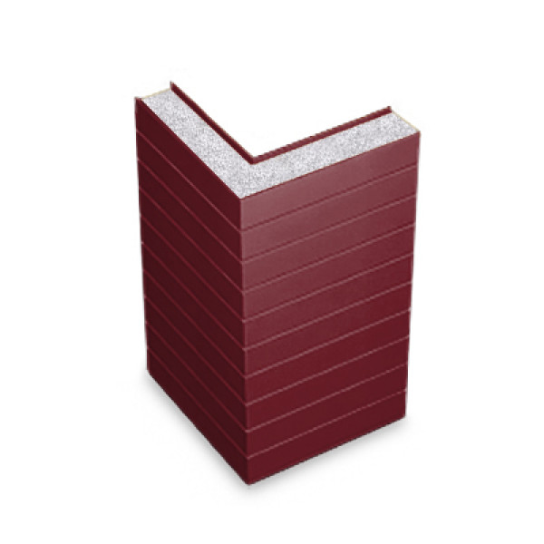 Угловая сэндвич-панель горизонтальная из пенополистирола, ширина 1000 мм, толщина 250 мм, 0.5/0.5, RAL3005