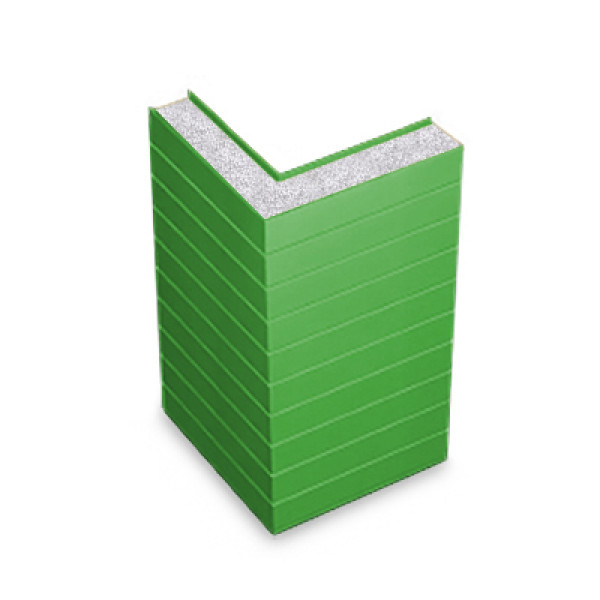 Угловая сэндвич-панель горизонтальная из пенополистирола, ширина 1000 мм, толщина 50 мм, 0.5/0.5, RAL6018