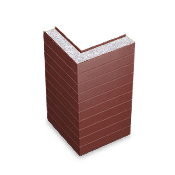 Угловая сэндвич-панель горизонтальная из пенополистирола, ширина 1000 мм, толщина 100 мм, 0.5/0.5, RAL3009