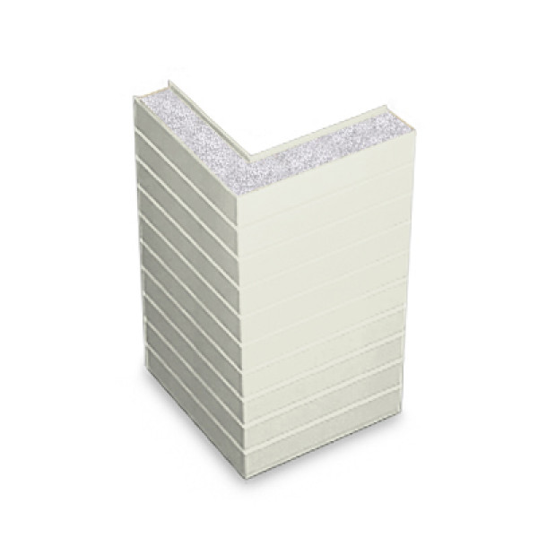 Угловая сэндвич-панель горизонтальная из пенополистирола, ширина 1000 мм, толщина 100 мм, 0.5/0.5, RAL9003