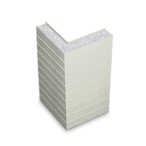 Угловая сэндвич-панель горизонтальная из пенополистирола, ширина 1000 мм, толщина 100 мм, 0.5/0.5, RAL9002