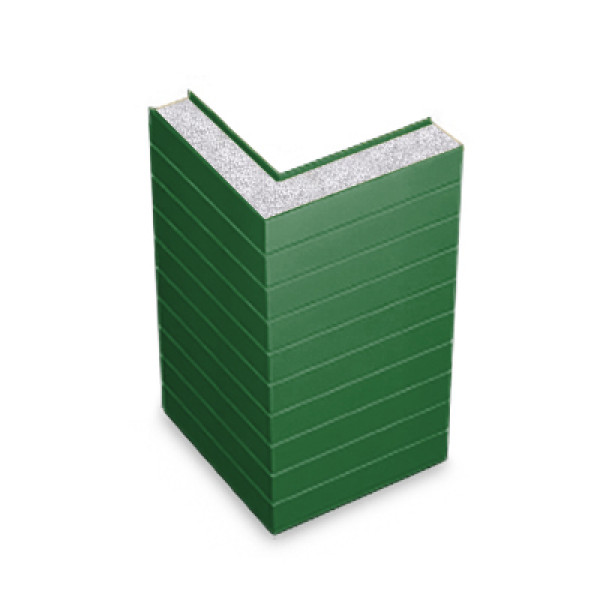 Угловая сэндвич-панель горизонтальная из пенополистирола, ширина 1200 мм, толщина 100 мм, 0.5/0.5, RAL6002