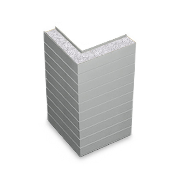 Угловая сэндвич-панель горизонтальная из пенополистирола, ширина 1000 мм, толщина 100 мм, 0.5/0.5, RAL9006