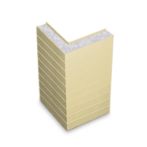 Угловая сэндвич-панель горизонтальная из пенополистирола, ширина 1200 мм, толщина 100 мм, 0.5/0.5, RAL1014