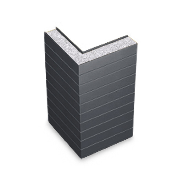 Угловая сэндвич-панель горизонтальная из пенополистирола, ширина 1000 мм, толщина 150 мм, 0.5/0.5, RAL7024