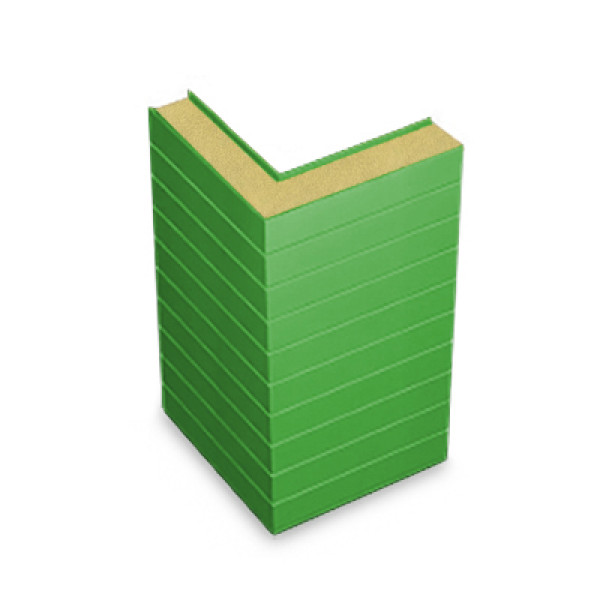 Угловая сэндвич-панель горизонтальная из пенополиуретана, ширина 1200 мм, 0.5/0.5, толщина 100 мм, RAL6018