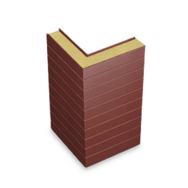 Угловая сэндвич-панель горизонтальная из пенополиуретана, ширина 1000 мм, 0.5/0.5, толщина 60 мм, RAL3009