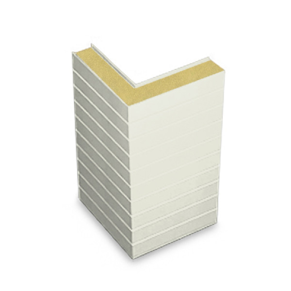 Угловая сэндвич-панель горизонтальная из пенополиуретана, ширина 1200 мм, 0.5/0.5, толщина 80 мм, RAL9003