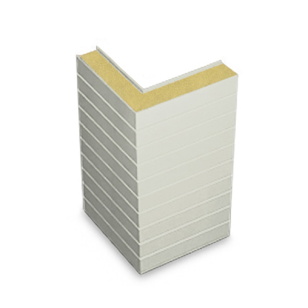 Угловая сэндвич-панель горизонтальная из пенополиуретана, ширина 1000 мм, 0.5/0.5, толщина 120 мм, RAL9002