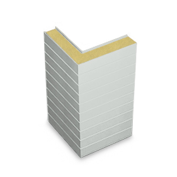 Угловая сэндвич-панель горизонтальная из пенополиизоцианурата, ширина 1200 мм, 0.5/0.5, толщина 100 мм, RAL7047