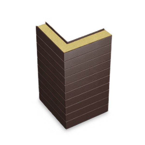 Угловая сэндвич-панель горизонтальная из пенополиуретана, ширина 1200 мм, 0.5/0.5, толщина 150 мм, RAL8017