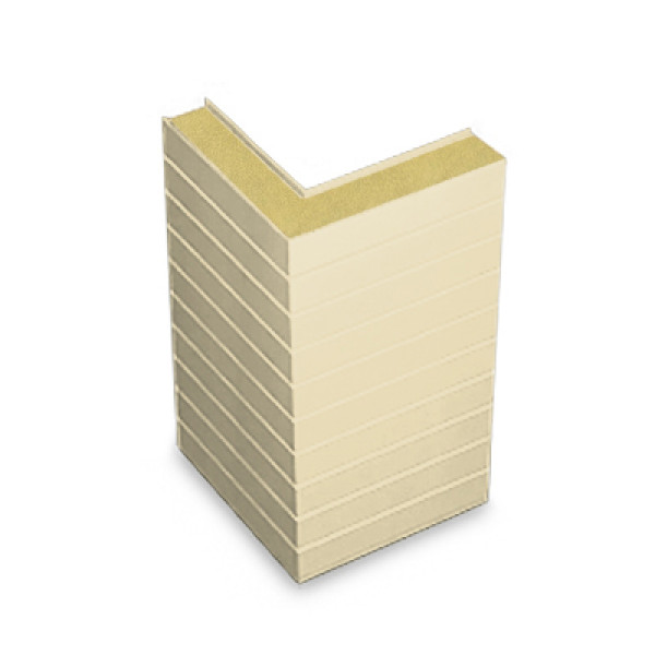 Угловая сэндвич-панель горизонтальная из пенополиизоцианурата, ширина 1000 мм, 0.5/0.5, толщина 50 мм, RAL1015