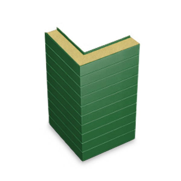 Угловая сэндвич-панель горизонтальная из пенополиуретана, ширина 1200 мм, 0.5/0.5, толщина 60 мм, RAL6002