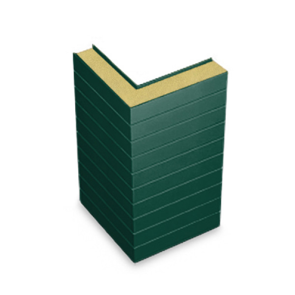 Угловая сэндвич-панель горизонтальная из пенополиуретана, ширина 1200 мм, 0.5/0.5, толщина 60 мм, RAL6005