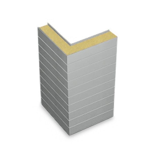 Угловая сэндвич-панель горизонтальная из пенополиуретана, ширина 1000 мм, 0.5/0.5, толщина 120 мм, RAL9006