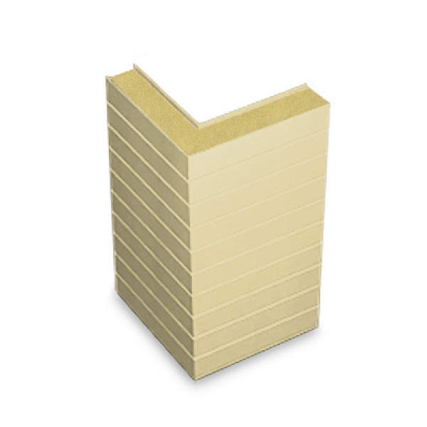 Угловая сэндвич-панель горизонтальная из пенополиуретана, ширина 1200 мм, 0.5/0.5, толщина 150 мм, RAL1014