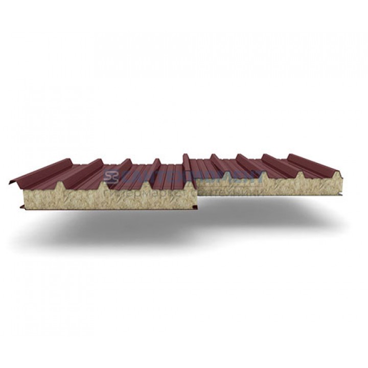 Кровельные сэндвич-панели из минеральной ваты, ширина 1000 мм, 0.5/0.5, толщина 50 мм, RAL3009