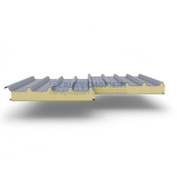 Кровельные сэндвич-панели из пенополиизоцианурата, ширина 1200 мм, 0.5/0.5, толщина 120 мм, RAL9006