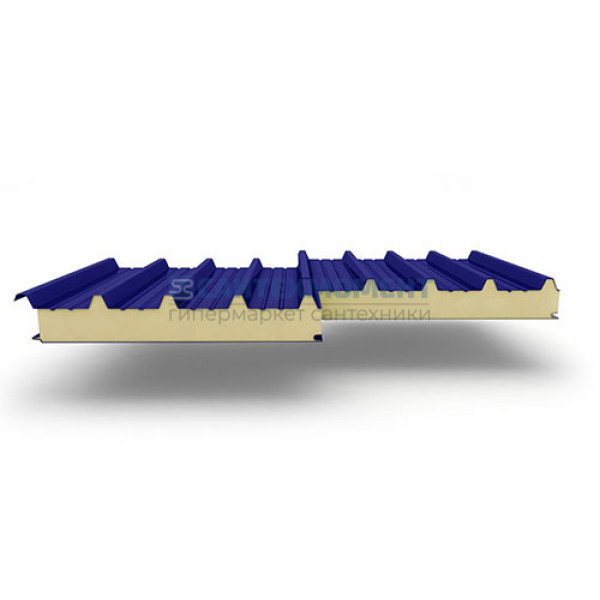 Кровельные сэндвич-панели из пенополиизоцианурата, ширина 1000 мм, 0.5/0.5, толщина 60 мм, RAL5002