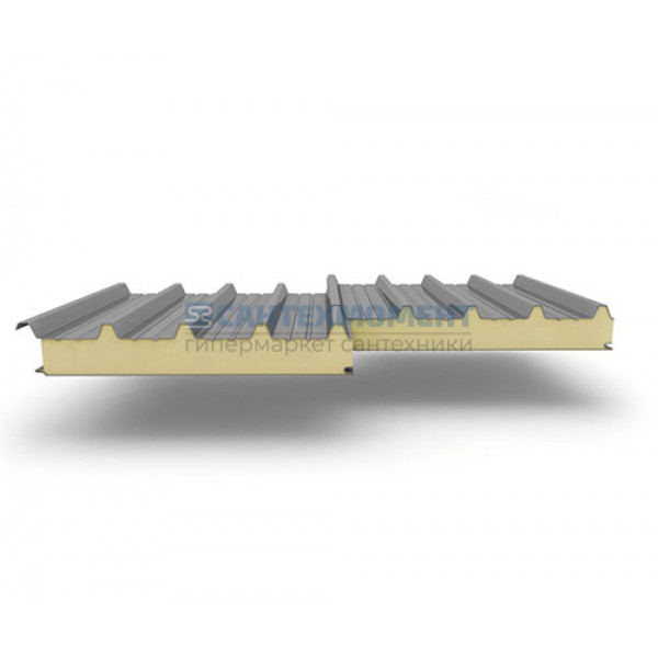 Кровельные сэндвич-панели из пенополиизоцианурата, ширина 1000 мм, 0.5/0.5, толщина 220 мм, RAL7004