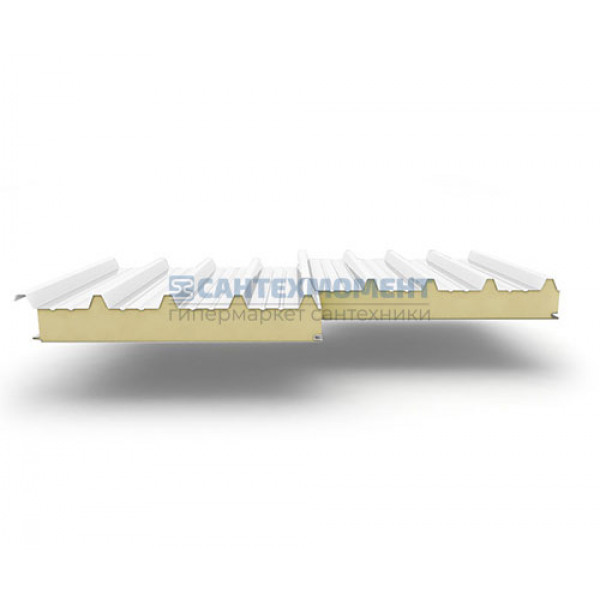 Кровельные сэндвич-панели из пенополиизоцианурата, ширина 1000 мм, 0.5/0.5, толщина 80 мм, RAL9003