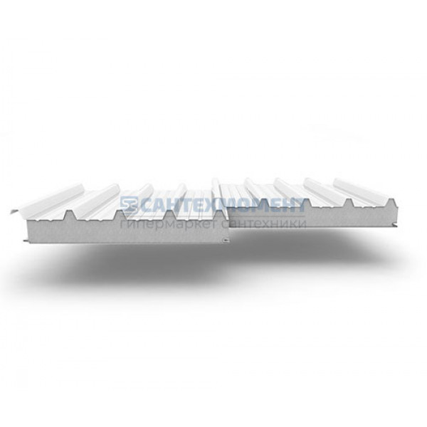 Кровельные сэндвич-панели из пенополистирола, ширина 1000 мм, 0.5/0.5, толщина 200 мм, RAL9003